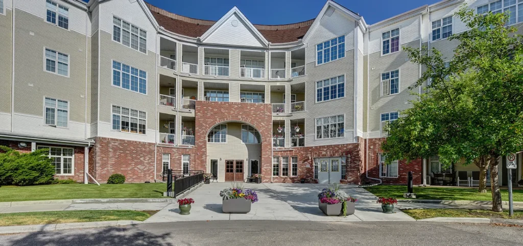 Exterior view of Sundance on the Green senior living community in SE Calgary